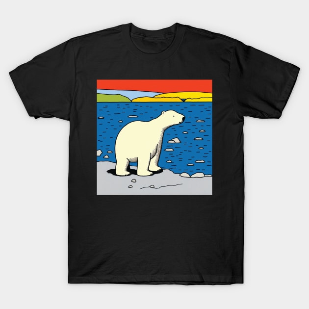 Polar Bear in the arctic circle at sunset T-Shirt by Geminiartstudio